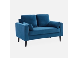 Sofá SWEEEK  (130 x 79 x 69 cm - 2 Lugares - Veludo Azul - Estilo Escandinavo)