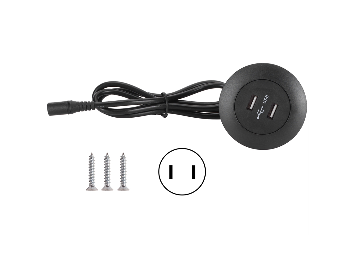 Primerox carregador de Parede Usb 2.0 Duas Portas para Sofá Reclinável Elétrico Peças de Móveis Casa 100‑240v Plug Us Preto