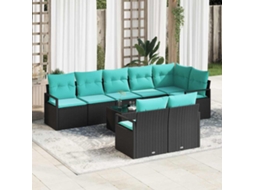 Vidaxl Conjunto De Sofás 9 Unid. Preto Vime Pe