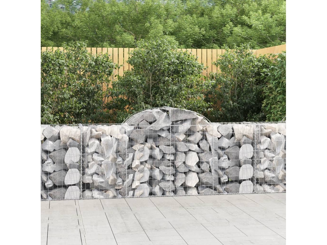 Vidaxl Cestos Gabião Arqueados 14pcs 200x50x80/100cm Ferro Galvanizado
