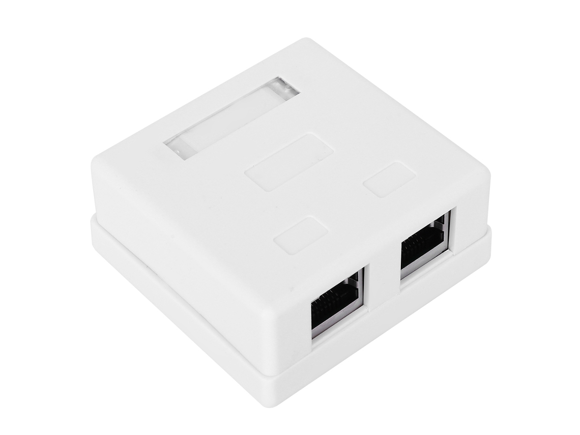 Adaptador De Parede Rj45-8p8c 2 Portas Com Caixa De Montagem Para Rede Super 5 Shield