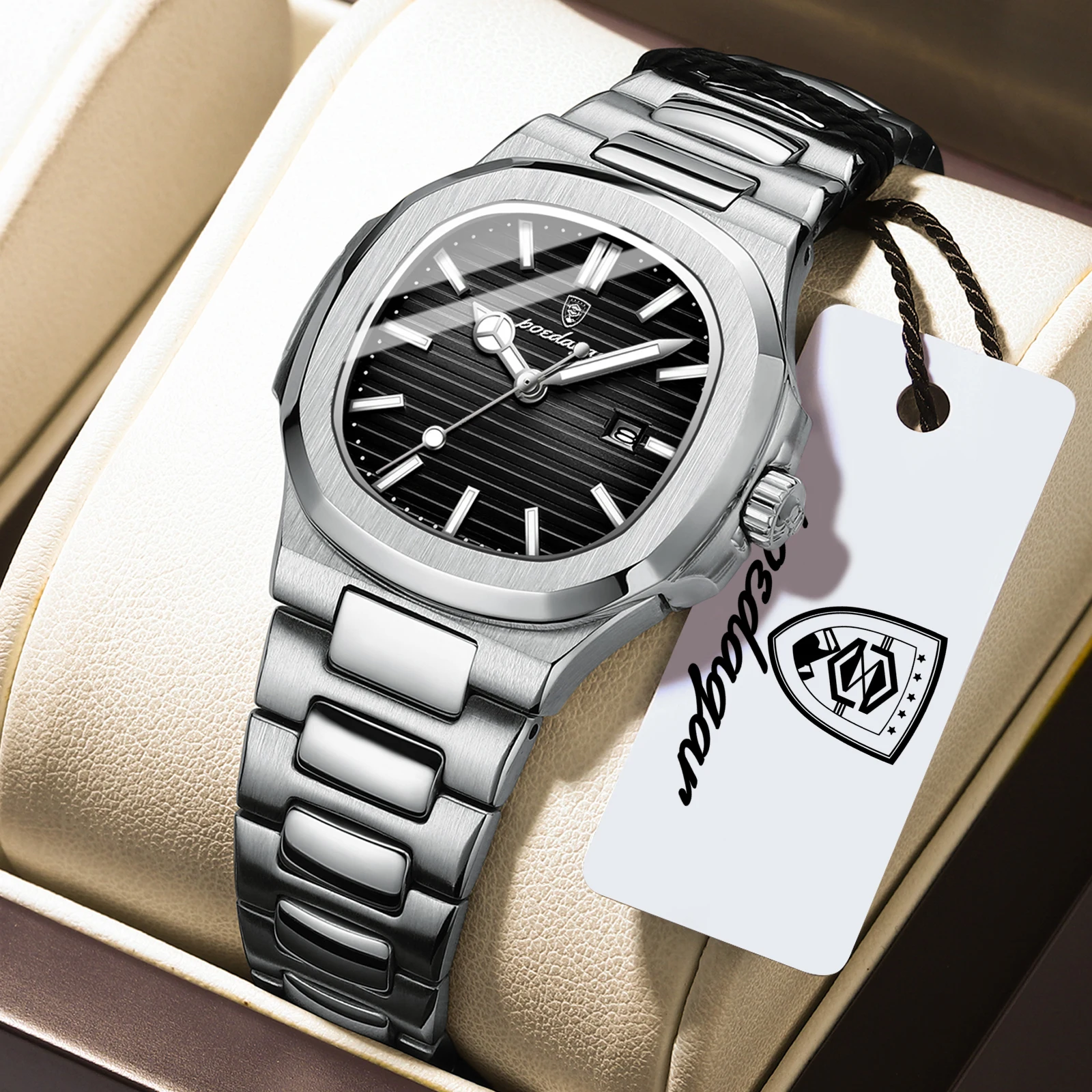 Relógio feminino elegante (roxo e marrom), em Prova D'água, com dados luminescentes, relógio moderno com função de pulso.