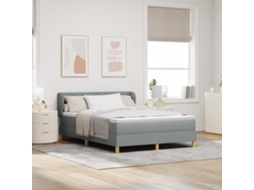 Vidaxl Cama Box Com Cabeceira Cinzento-claro 140 X 200 Cm Tecido