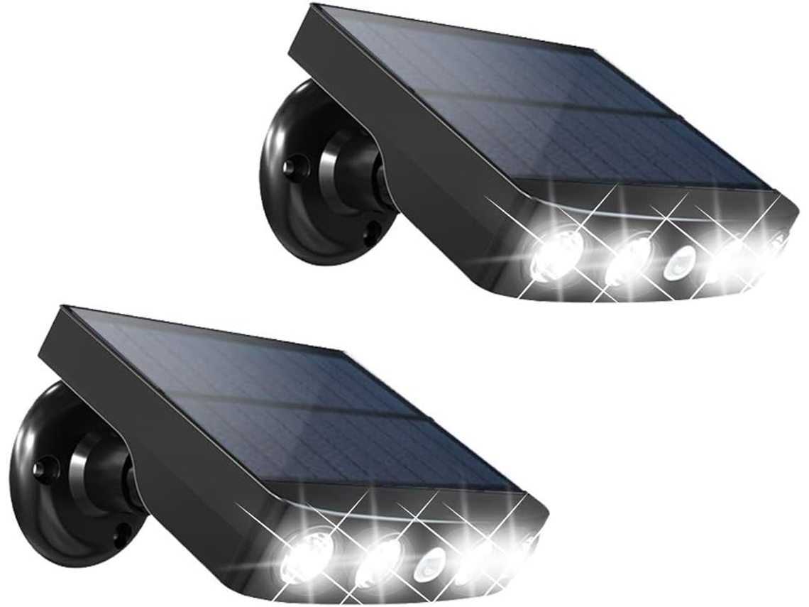 Luz Solar com 4 Leds e Painel Solar de Alta Potência , Sensor de Movimento, Ajustável a 360° e Sem Fios (kit de 2) PRIME KANG (2w)