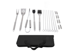 Conjunto de Utensílios de Churrasco de Aço Inox 20pcs para Atividades ao Ar Livre Familiar S/MARCA