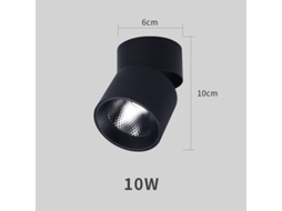Holofote Led Holofote Led Downlight Holofote 220v Luz De Montagem Em Superfície 10w Preto Branco Frio 1 Peça SUNNY SPACES