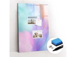 Quadro Magnético Decorativo Penas Em Tons Pastel Para A Sala De Estar Espelharte (40x60 Cm)