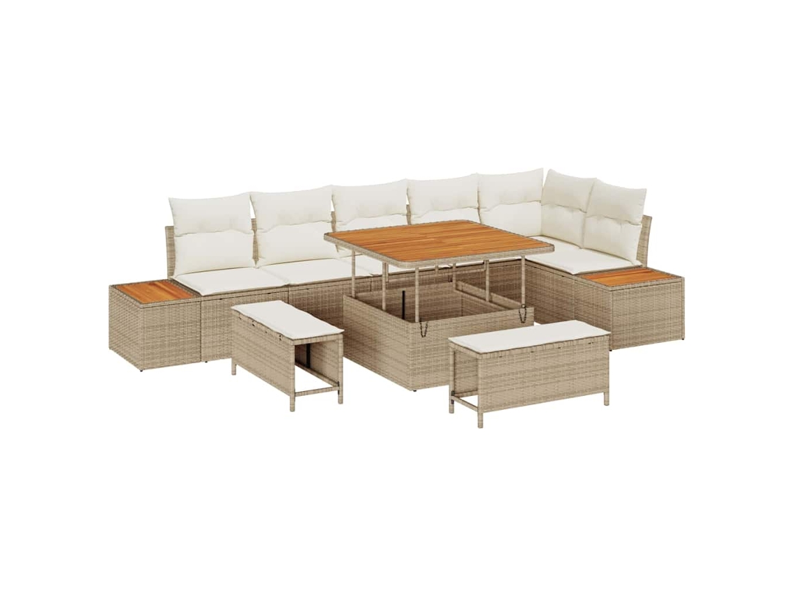 Maison Exclusive - Conjunto De Sofá De Jardim 9 Pcs Bege Rattan Sintético