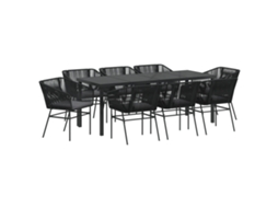 Conjunto 9 Conjunto De Jantar Para Jardim Vidaxl Preto Aço Revestido A Pó (200 X 80 X 73 Cm)
