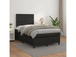 Vidaxl Cama Com Molas/colchão 120x200 Cm Couro Artificial Preto