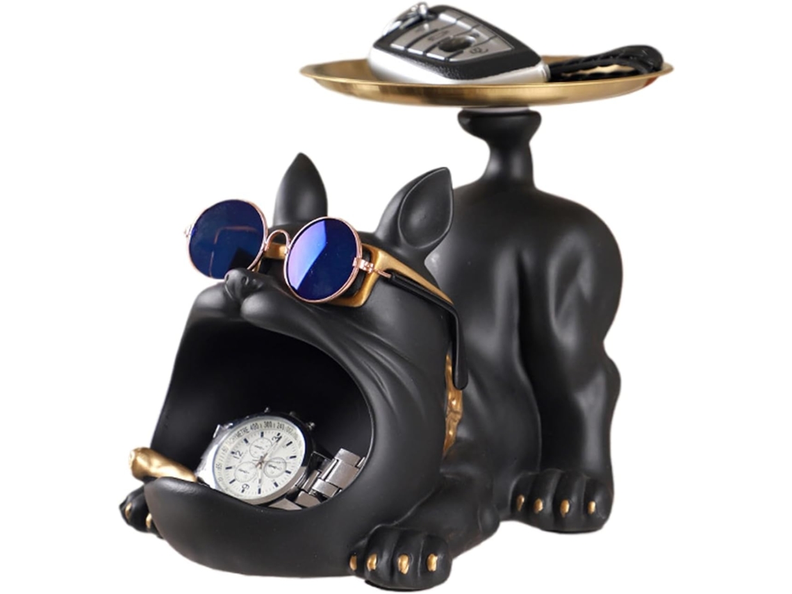 Tigela Doces Pires Joias Formato Bulldog Organizador Estátua Resina Caixa Organizadora Cozinha Jantar Mesa GOKOCO