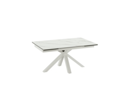 Mesa Extensível Ceramica 1 De 160/240 Cm Com Tampo Em Cerâmica De Mármore Branco Brilhante Sobre Base De Vidro Temperado E Metal - Stones