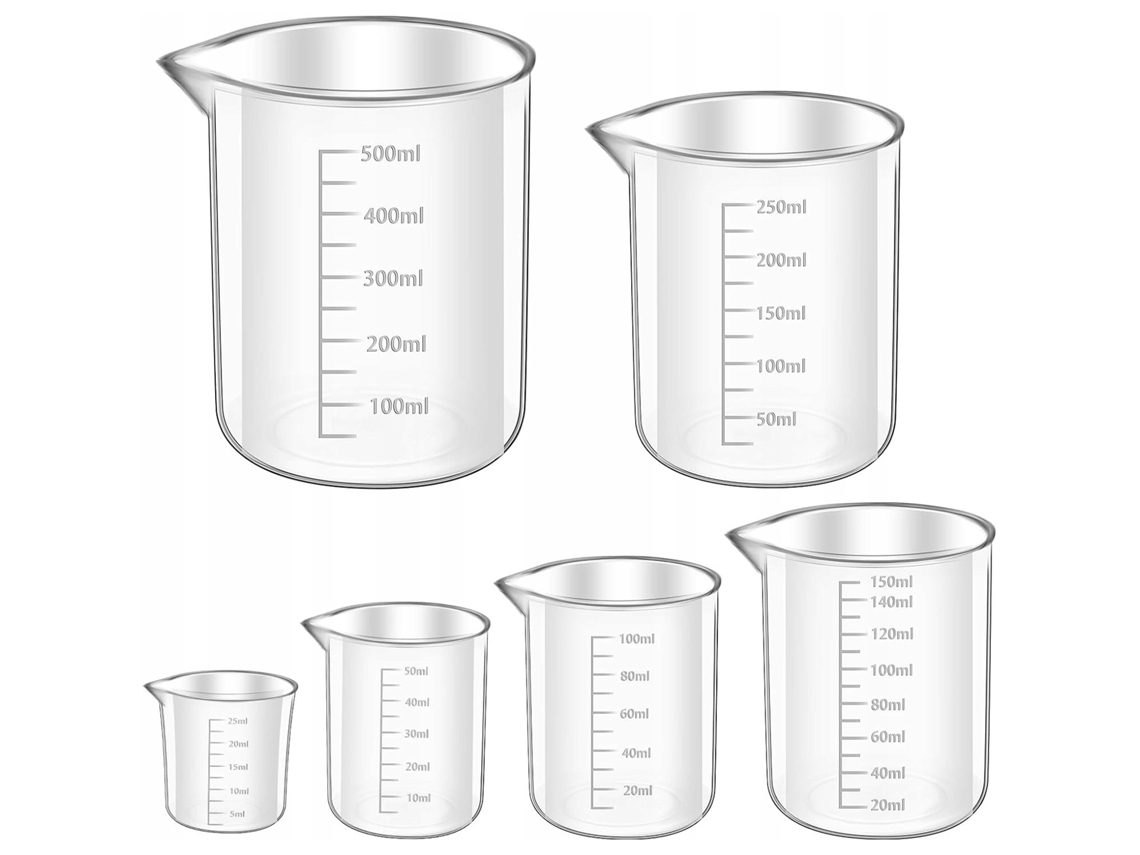 Kit De Medidores, 6 Peças, 25-500 Ml, Transparente