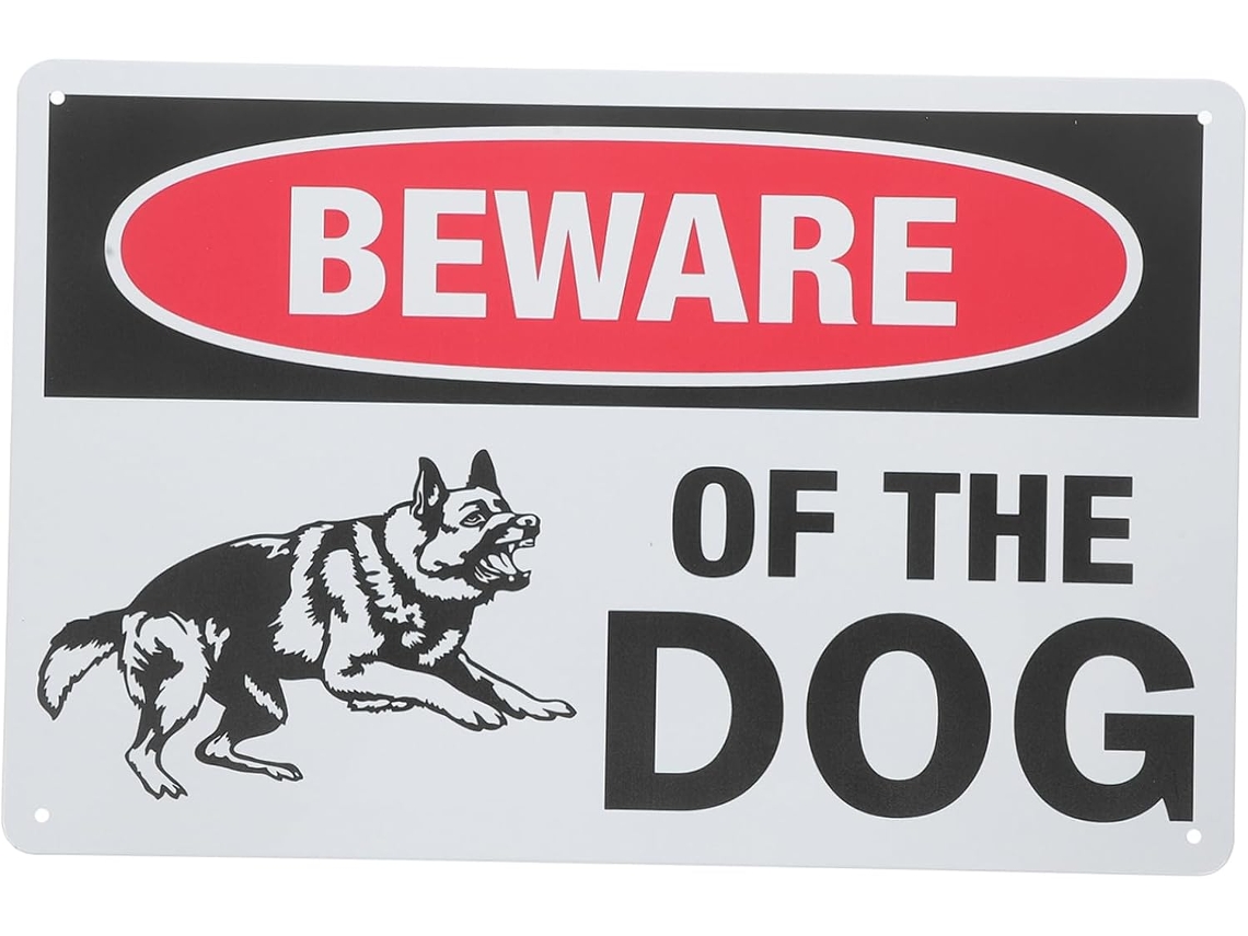 Placa Vintage "cuidado com o Cão" para Jardim, Feita de Ferro, Às Intempéries, com Design Clássico para Cercas, CHABERLU