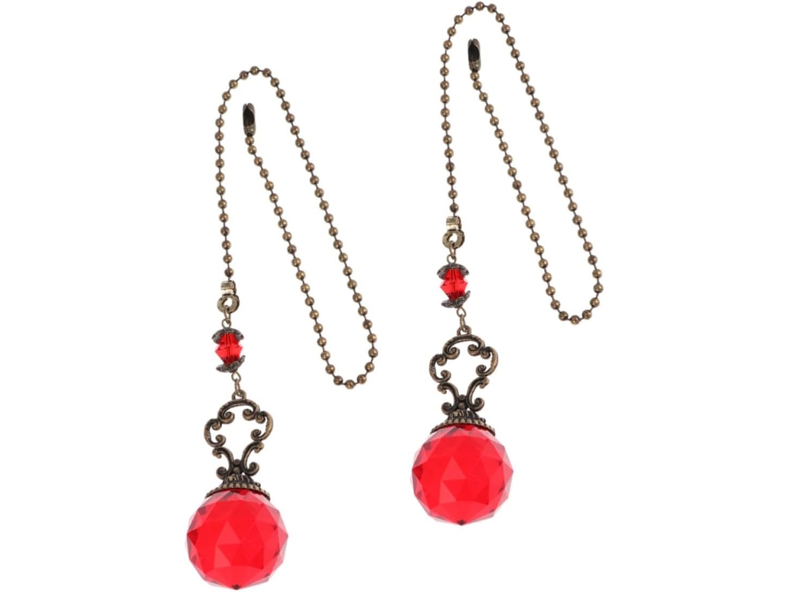 Conjunto De 2 Peças Luminária Pendente Cristal Vermelho Para