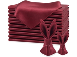 Pacote com 12 guardanapos de poliéster cor bordô, 43,2 x 43,2 cm