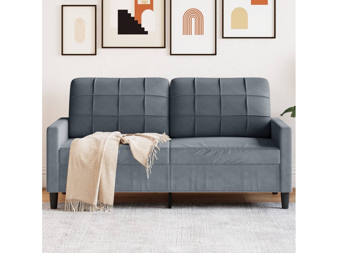 Vidaxl Sofá De 2 Lugares 140 Cm Veludo Cinza-escuro