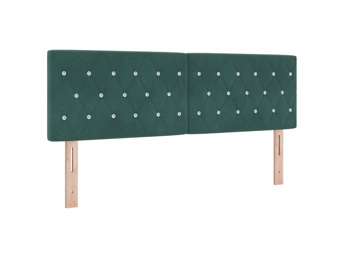 Cabeceira | Painel De Cama Led Com Cabeceira Verde Escuro 144 Cm Poliéster
