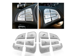 Kit De 12 Autocolantes Decorativos (trim) Para Botões Do Volante — Estilo Automóvel Em Abs Prateado — Para Glc X253 (2015-2016) E Classe C W205 (_yua