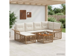 Vidaxl Conjunto De Sofás Para Exterior 7 Pcs Natural E Branco Creme
