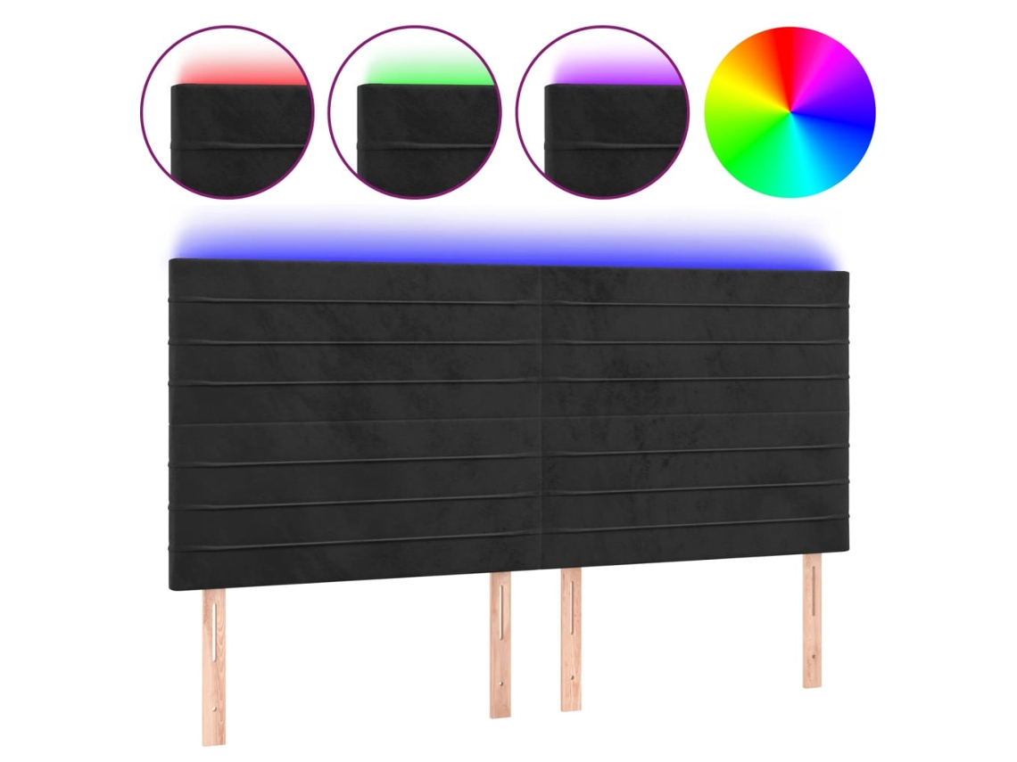 Cabeceira com luzes LED Veludo Preto MAISON EXCLUSIVE (180x5x118 cm)