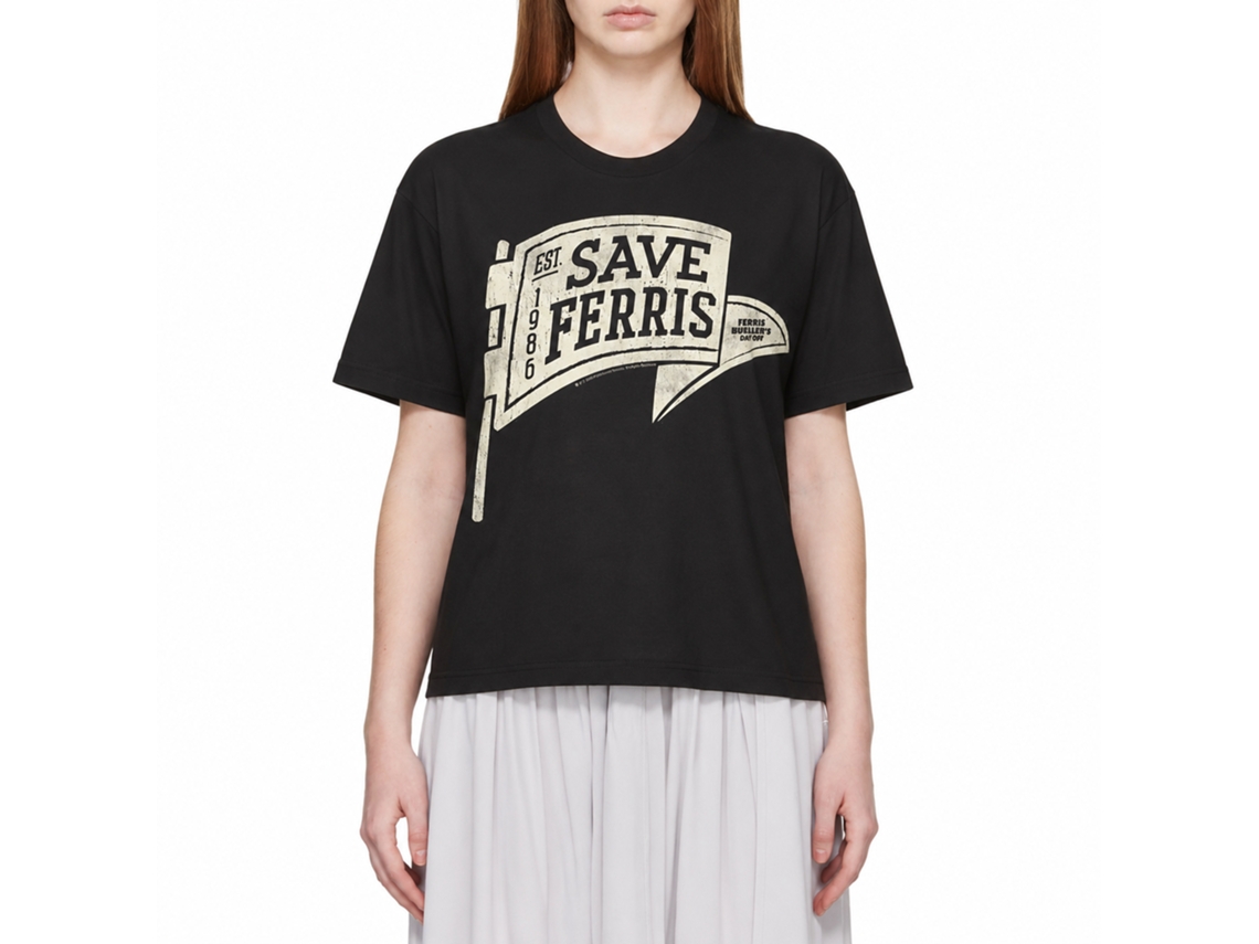 Rockinstone Ferris Bueller's Day Off Save Ferris Pennant Black Adult T-shirt Size:m