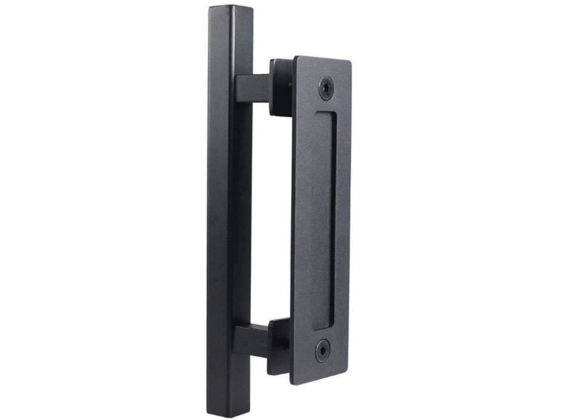 Maçaneta para porta deslizante de aço inoxidável NUZAMAS, maçaneta para porta deslizante de celeiro - maçaneta quadrada simples - preta, 363 S/MARCA
