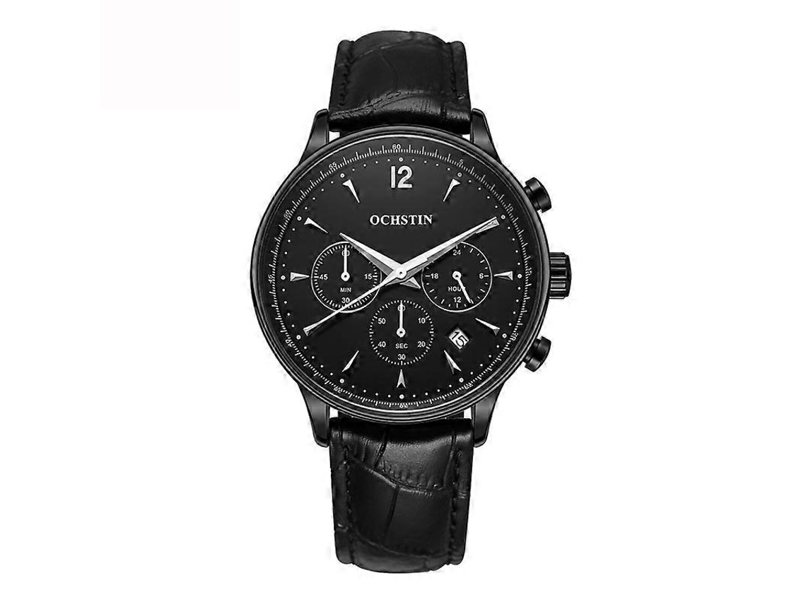 Relógio De Pulso Masculino Multifuncional Ochstin 6050a Com Mecanismo De Quartzo E Pulseira De Couro.