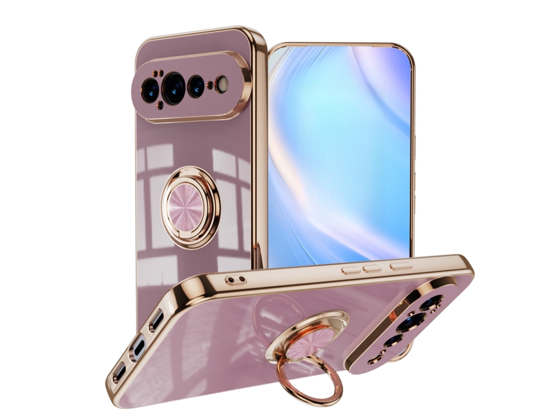 Capa Protetora Com Eletrodeposição Para Google Pixel 11 Pro Xl Com Anel (roxo)