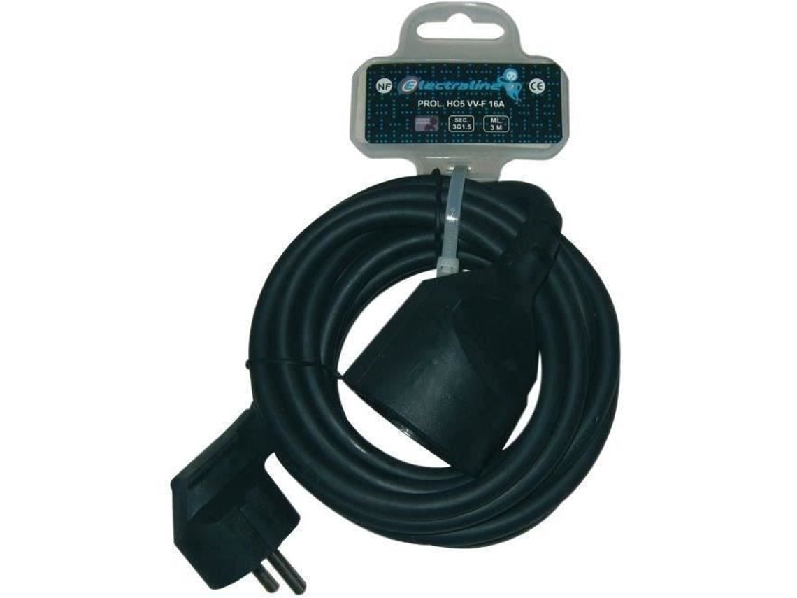 Extensão Doméstica Ho5vvf 3x1,5 Mm² 3 M Preta Electraline