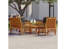 Vidaxl 5 Pcs Conjunto Lounge De Jardim C/ Almofadões Acácia Maciça