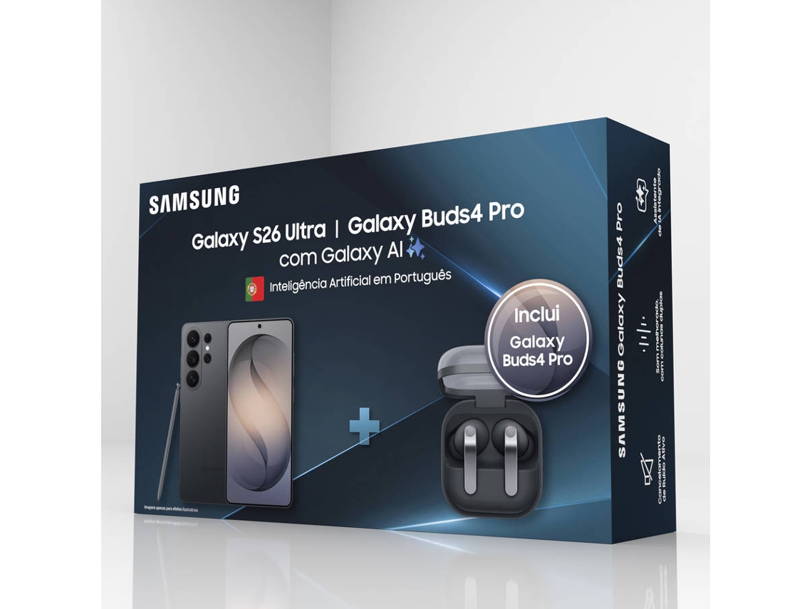 Pack Smartphone SAMSUNG Galaxy S26 Ultra (6.9'' - 12 GB - 256 GB - Preto Noturno) + Buds4 Pro