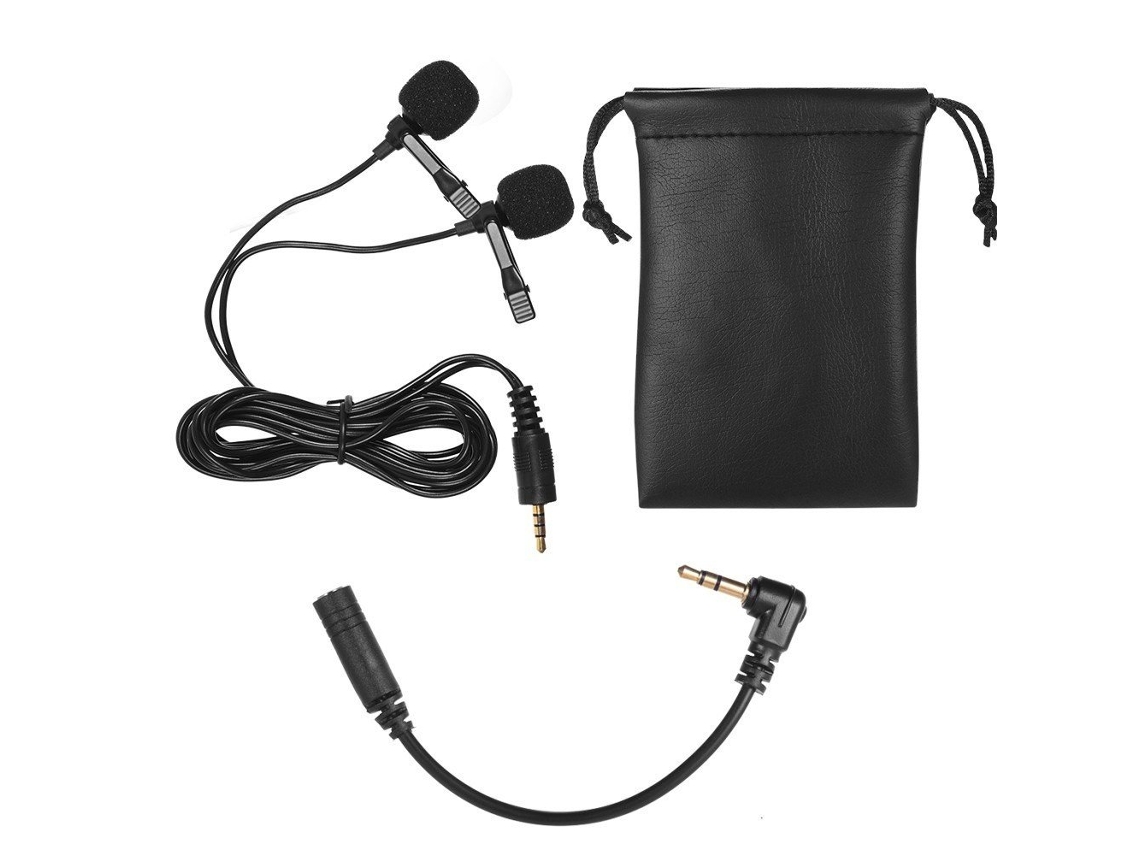 Microfone De Lapela Cabeça Dupla Com Plugue Áudio 3, 5 Mm Aquaforge