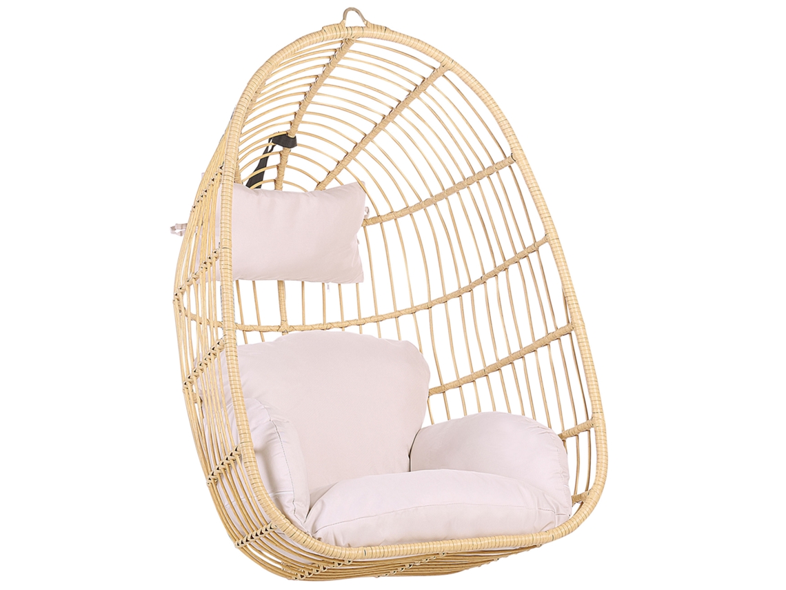 Silla Colgante Beliani Casoli De Ratán Sintético Marrón 84x70x113