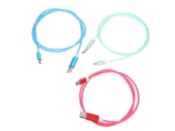 Conjunto De 3 Cabos Usb Tipo A Com Luzes Indicadoras Carregamento