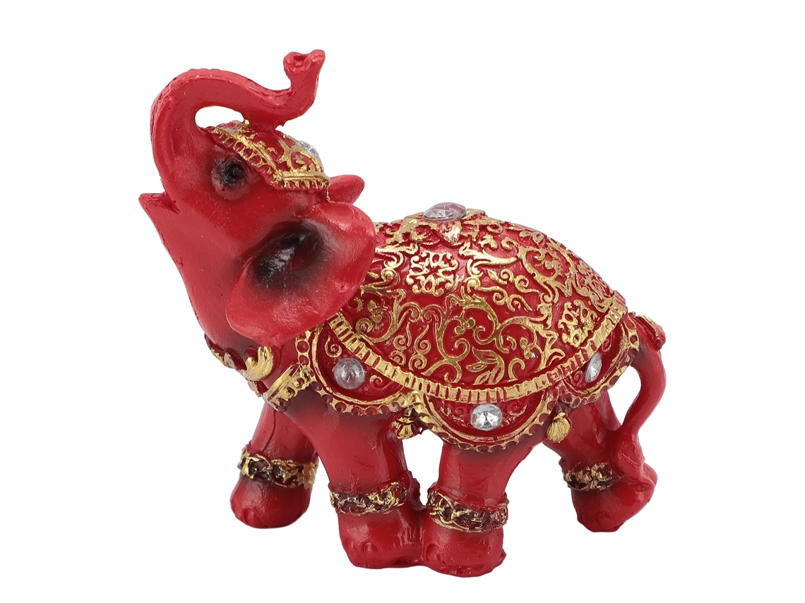 Estátua de Elefante Feng Shui Decorativa Sorte Vermelha
