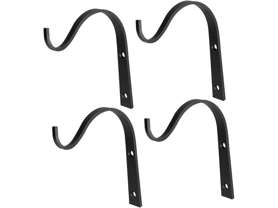 Inoomp Kit de 4 Ganchos de Metal Reforçados em Ferro Preto com Design Curvo para Montagem na Parede, Ideais para CHABERLU