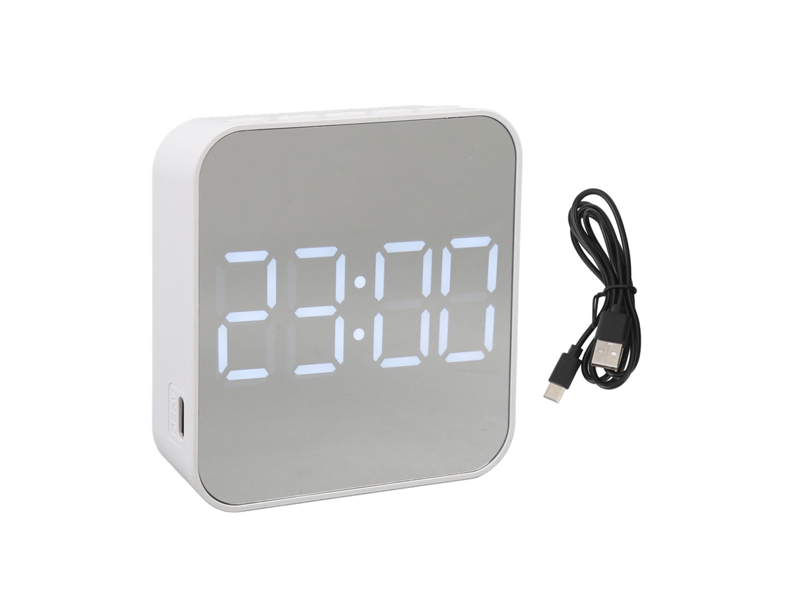 Aetheria relógio Digital Led com 2 Alarmes Tela Clara Multifuncional Data Temperatura Branco