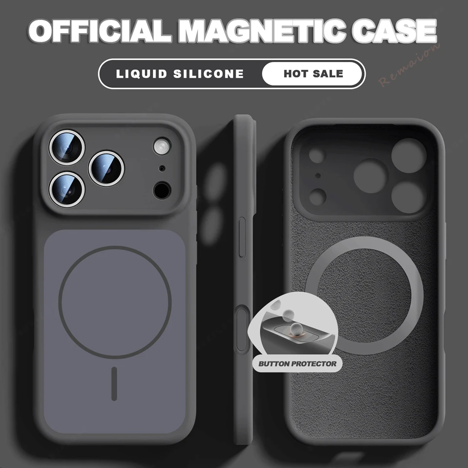 Capa Magnética Magsafe De Silicone Líquido (iphone 16, Preta), Adequada Para Iphone, Capa Macia À Prova De Choque.