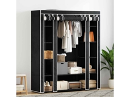Vidaxl Armário Tecido Com Compartimentos E Varões 45x150x176 Cm Preto