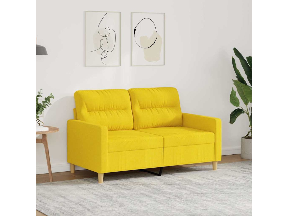 Vidaxl Sofá De 2 Lugares 120 Cm Tecido Amarelo-claro
