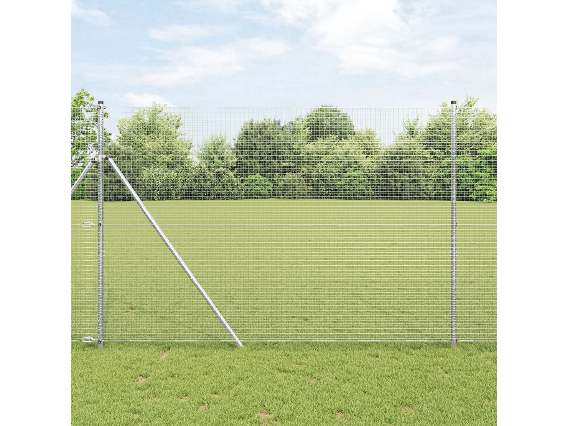 Cerca De Arame Soldado Com 13 Postes 1.6x50 M Aço Galvanizado Wsd101159 Lovely Home