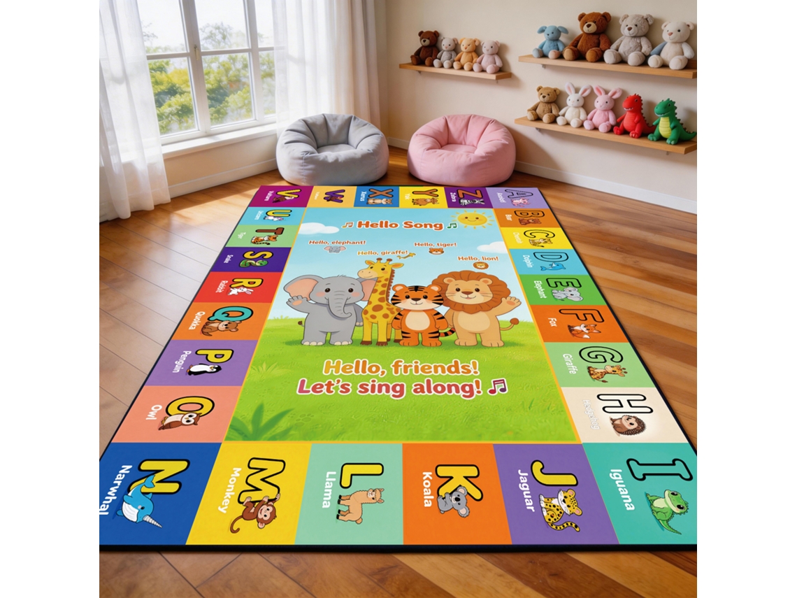 Tapete de salto Chrui - Antiderrapante com alfabeto ABC e animais para aprendizagem - 50*80cm - Letras 04