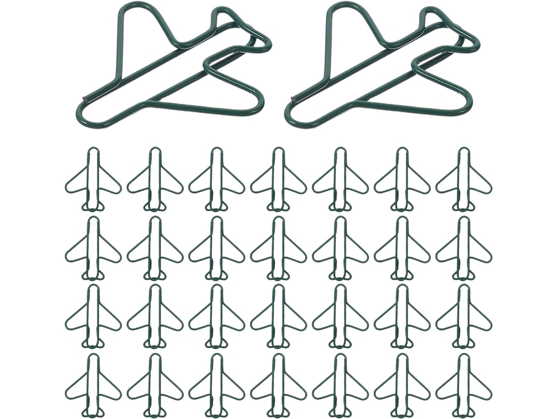 Clipes De Papel Metálicos Em Formato Avião Da Hemobllo, Verde Escuro, 100 Unidades, Pequenos Clipes Para Escritório E