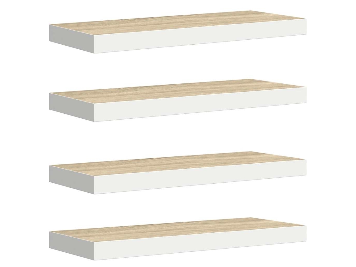 Prateleiras Parede 4 Pcs 60x23,5x3,8 Cm Mdf Carvalho e Branco MAISON EXCLUSIVE