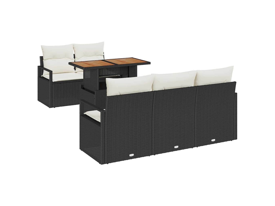 Maison Exclusive - Conjunto De Sofá De Jardim Com Almofada 6 Pcs Preto E Creme