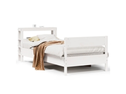 Cama Sem Colchão de Madeira de Pinho Maciça Branco MAISON EXCLUSIVE 90x190 cm