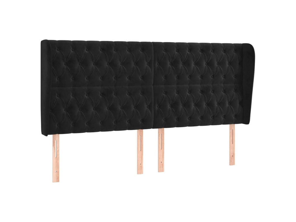 Cabeceira de Cama com Abas Veludo Preto MAISON EXCLUSIVE 183x23x118 cm