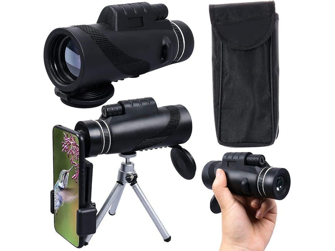 Telescópio Monocular 40x60 Hd Zoom Ip68 Adaptador Smartphone Tripé Observação Pássaros Acampamento Viagens Preto Bestvite
