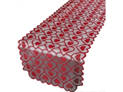 Rebe mantel de Mesa Rojo Corazón 36x183cm Tela 100% Poliéster Decoración para San Valentín Boda Fiesta Cena Aniversario